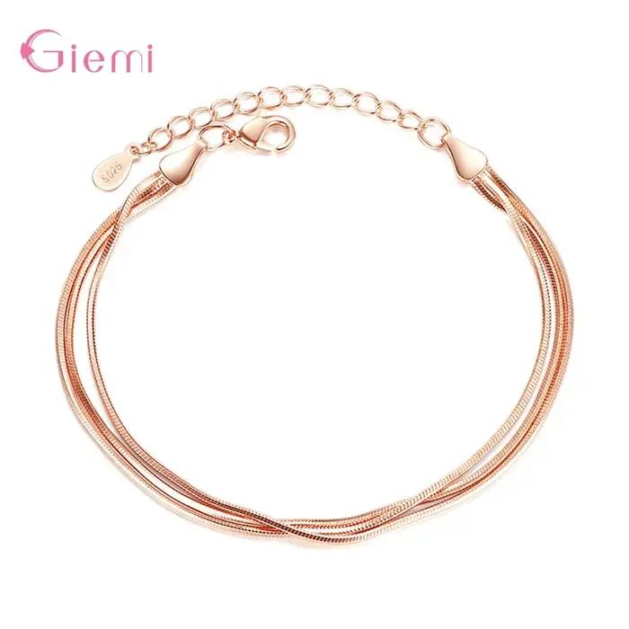 Bracelet Giemi en Argent Sterling 925 avec Zircone Cubique Doré et Rose Occasions Spéciales Mode Femme