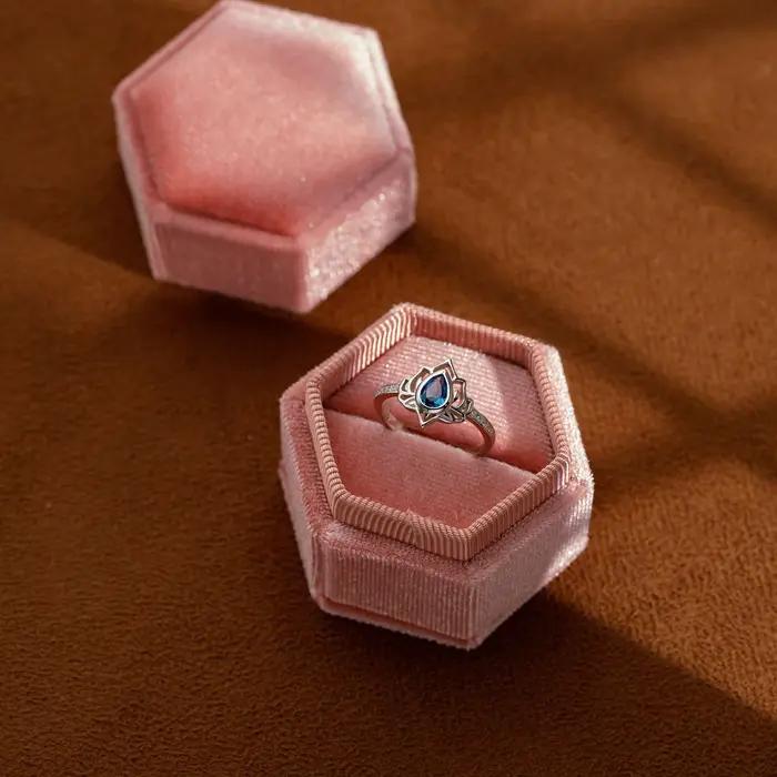 Bague Fleurs de Lotus en Argent Sterling 925 Sertie de Zirconium Blanc et Coloré Anneau Femme Occasions Spéciales Annuaires Mariage Anniversaire