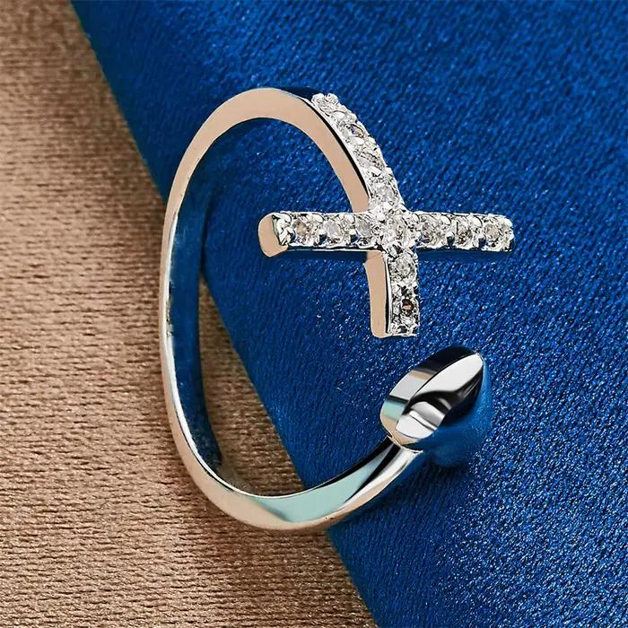Bague Croisée en Argent Sterling 925 Pour Femmes Mode Partie Accessoire Bijoux Occasions Spéciales
