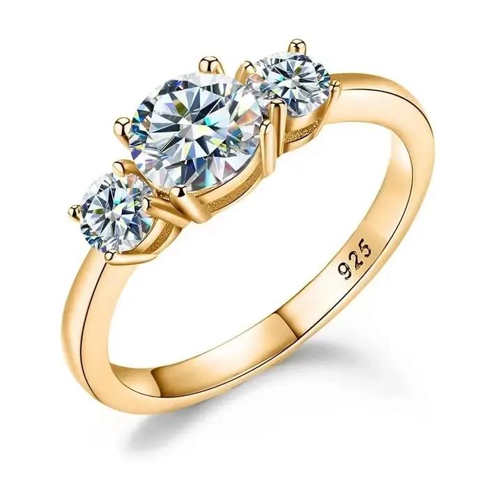 GRA – bague ronde en diamant Moissanite véritable pour femmes, 1,6 ct, en argent Sterling 925, pour fête d'anniversaire, bijoux de luxe de haute qualité