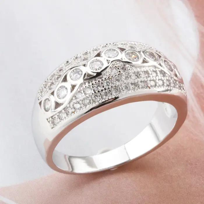 Buyee 925 en argent Sterling grand anneau doigt blanc Zircon bague pour femme homme mode luxe fête de mariage bijoux fins cercle