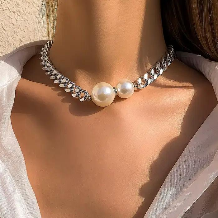 Colliers Vintage Punk pour Femmes, Pendentif de Perle, Ras du Cou, Accessoires de Mode, Bijoux