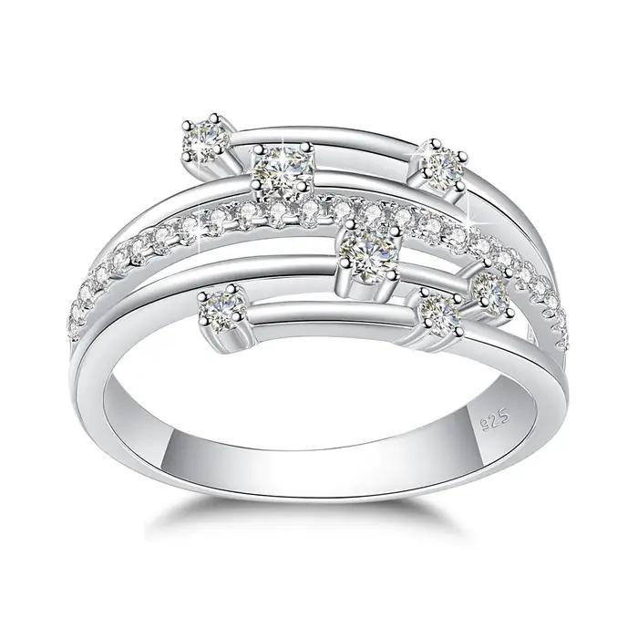 Szjinao marque à la mode Moissanite bague éternité alliance solide 925 bagues en argent pour les femmes bijoux cadeau de fiançailles livraison directe