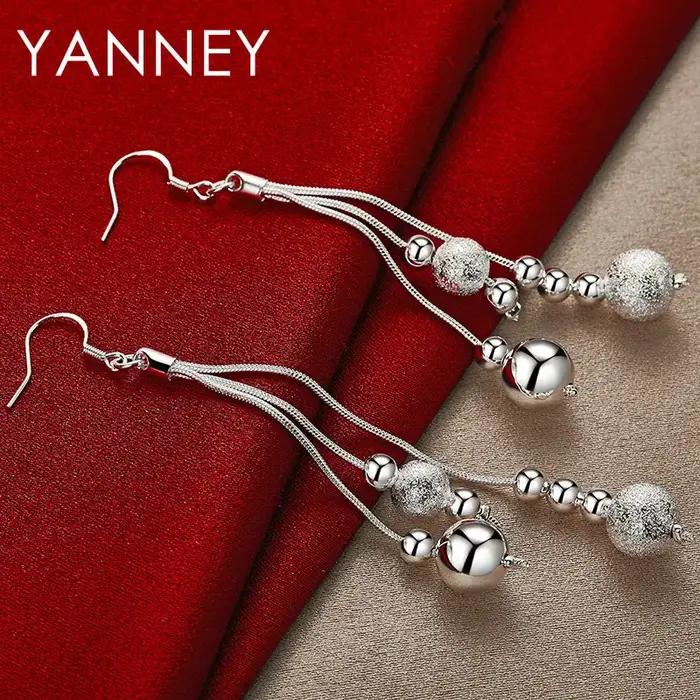 Boucles d'oreilles en argent Sterling 925 pour femmes élégantes perles à pampilles style moderne mariage occasions spéciales
