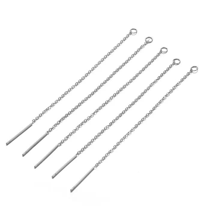 Boucles d'oreilles longues en acier inoxydable de 8cm, 10 pièces/lot, chaîne, ligne d'oreille, pour