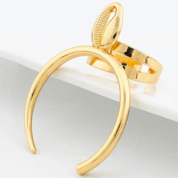 Ensemble de bijoux de luxe pour mariage doré avec boucles d'oreilles rondes et anneau circulaire réglable pour femmes occasions spéciales