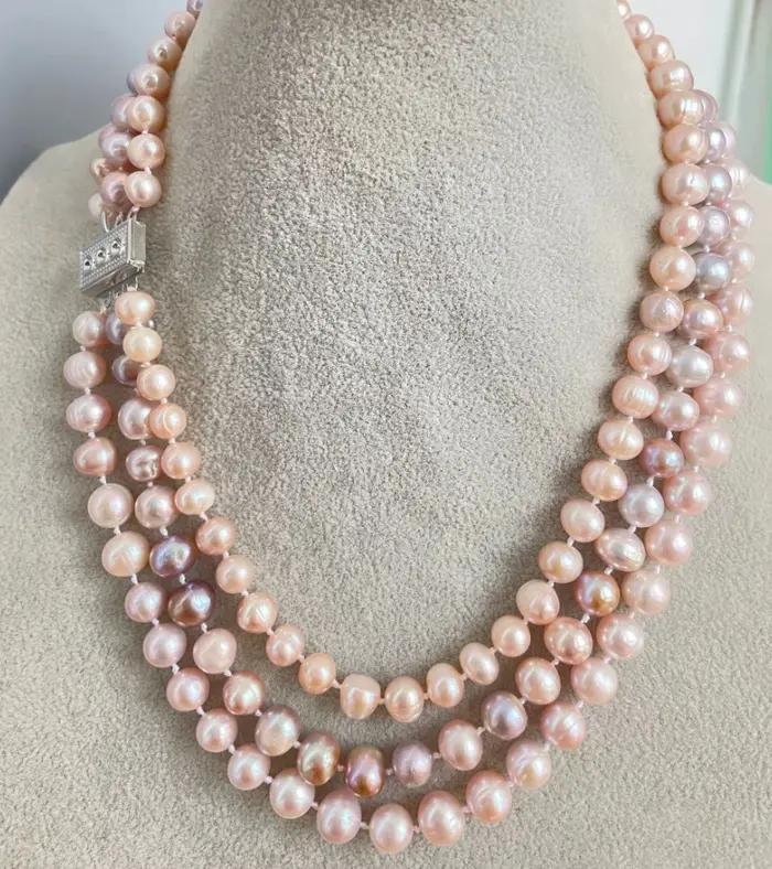 Collier de perles rondes violettes naturelles authentiques de 8 mm