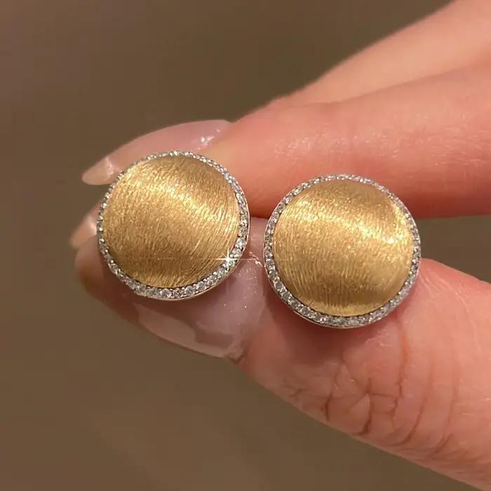 OKLA classique haut de gamme tréfilage incrusté diamant boucles d'oreilles rondes pour les femmes design rétro nouveau dans les boucles d'oreilles bijoux de banquet