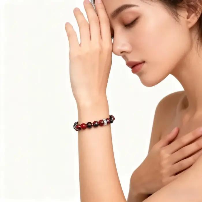 Bracelet de guérison grenat – Pierre naturelle pour toute confiance et passion