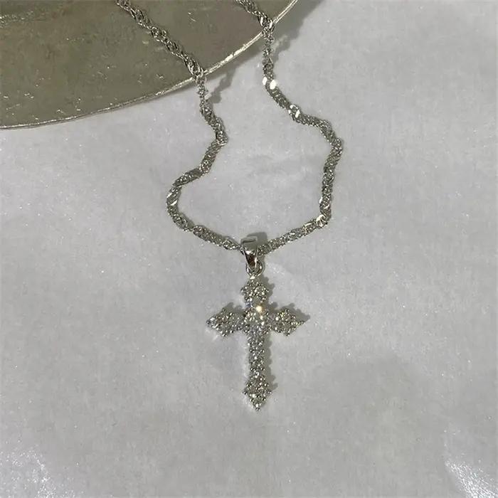 Collier pendentif croix en Zircon Simple pour femmes