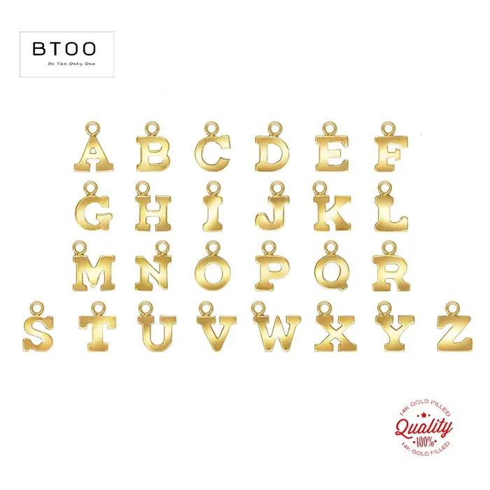 Breloque lettre bloc rempli d'or 14K