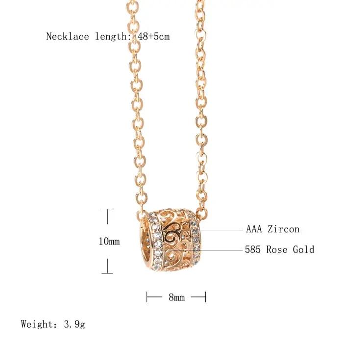 Collier en or rose 585 avec zircon naturel pour femmes, élégant et raffiné pour occasions spéciales et cadeaux