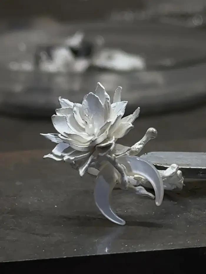 Bague Tan Moon Flower pour femme, style classique, bagues de lune, cadeau de fête pour petite amie, bijoux de soirée élégants, alliances de mariage ajustables