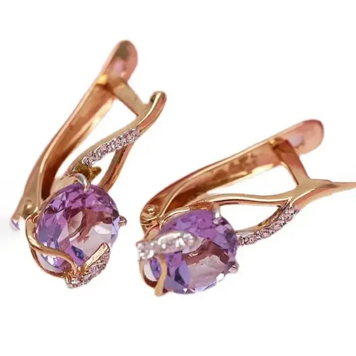 Boucles d'oreilles plaquées or rose 14 carats pour femmes, style classique, élégantes et brillantes, idéales pour les mariages et les occasions formelles