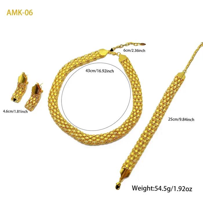 Ensemble de bijoux ANIID plaqué or 24 carats collier et boucles d'oreilles pour femmes mariage et occasions spéciales influences indiennes africaines