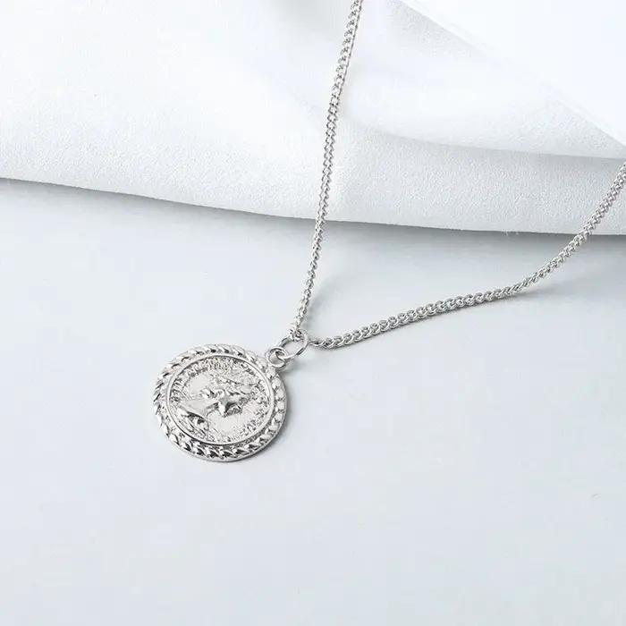 JOPeople-Collier rond en argent regardé pour femme