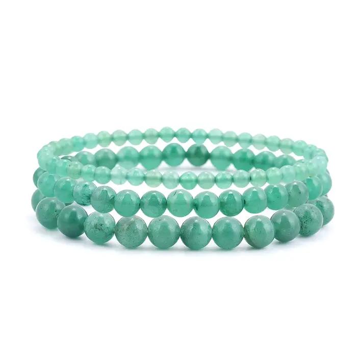 Bracelet en Aventurine verte 4/6/8mm, fait à la main, élastique, extensible, pour Yoga, pierre naturelle, pouvoir de guérison, cadeaux énergétiques pour femmes