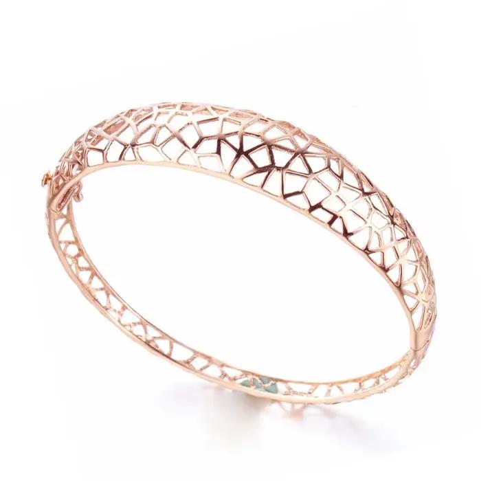 Bracelet à breloques creux en or violet pour femme, classique, léger, luxe, version large, or rose 14 carats, bijoux de mariage, accessoires, 585