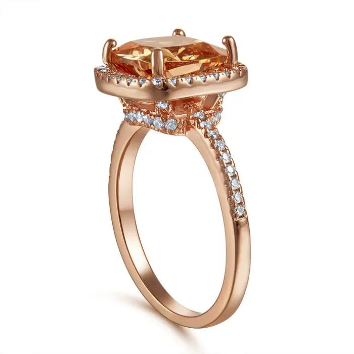 Vinregem 3.5 CT coussin coupe laboratoire créé saphir pierres précieuses bague de fiançailles pour les femmes 925 en argent Sterling bijoux fins en gros