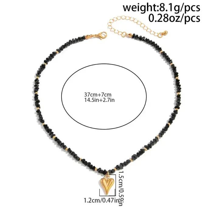 Collier Boho en forme de cœur en or avec chaîne transparente en cristal pour femmes occasions spéciales Y2K style