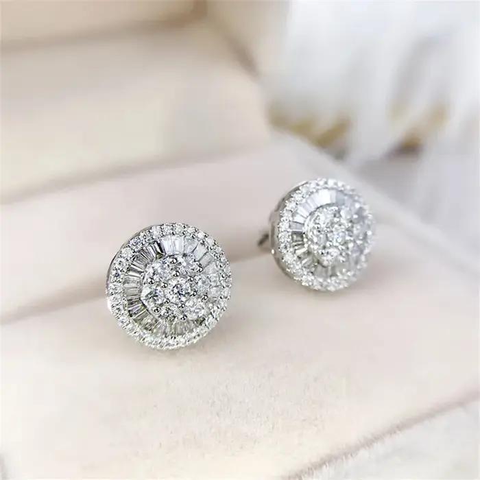 Boucles d'oreilles en or 14 carats avec diamant de laboratoire pour femme
