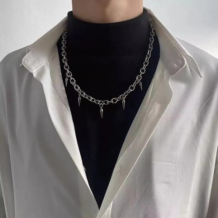 Collier à clous esthétiques Punk en acier inoxydable pour hommes et femmes