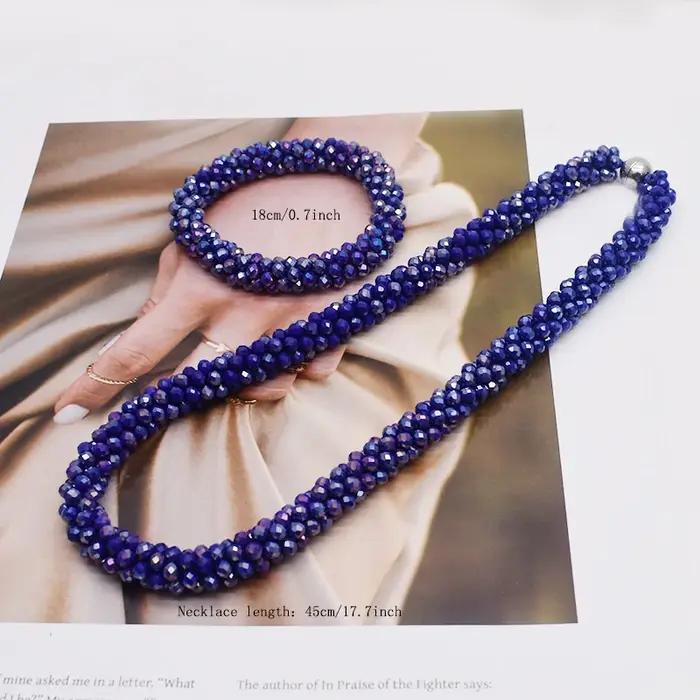 Ensemble de bijoux YanQi en perles de verre classiques pour femmes occasions d'engagement romantique