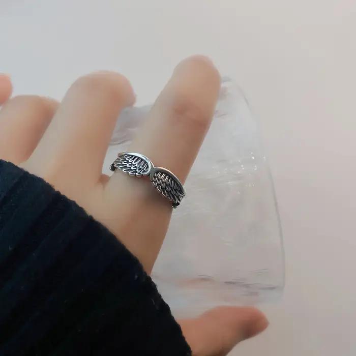 Bagues rétro pour couples ailes de démon d'ange bijoux antiques sens de la mode populaire anneau ouvert et réglable punk hip hop cadeau occasions spéciales