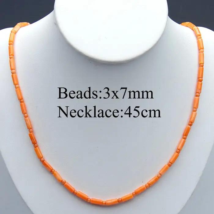 Collier de corail naturel de forme cylindrique 3x7mm