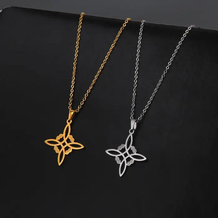 Skyrim Wicca sorcellerie noeud de sorcière collier en acier inoxydable colliers ras du cou Vintage amulette surnaturelle bijoux cadeau pour les femmes