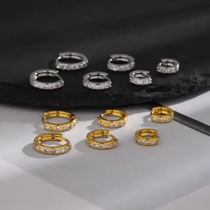 Boucles d'oreilles créoles en argent sterling 925 avec strass et cristal pour femmes et filles romantiques de luxe bijoux mode à offrir pour occasions spéciales