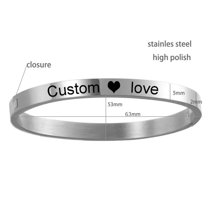 Bracelet personnalisé pour femmes largeur féminine 5mm nom gravé