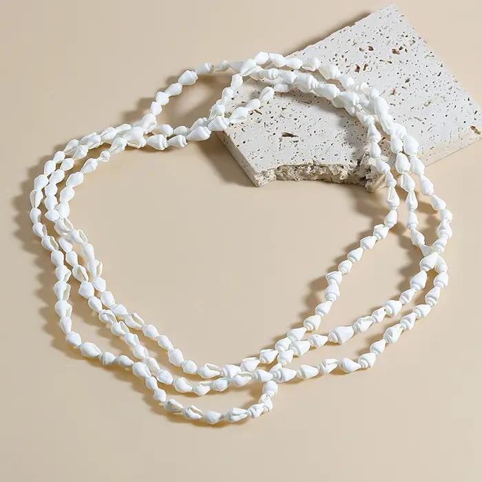 Collier en coquillage à longue chaîne pour femmes