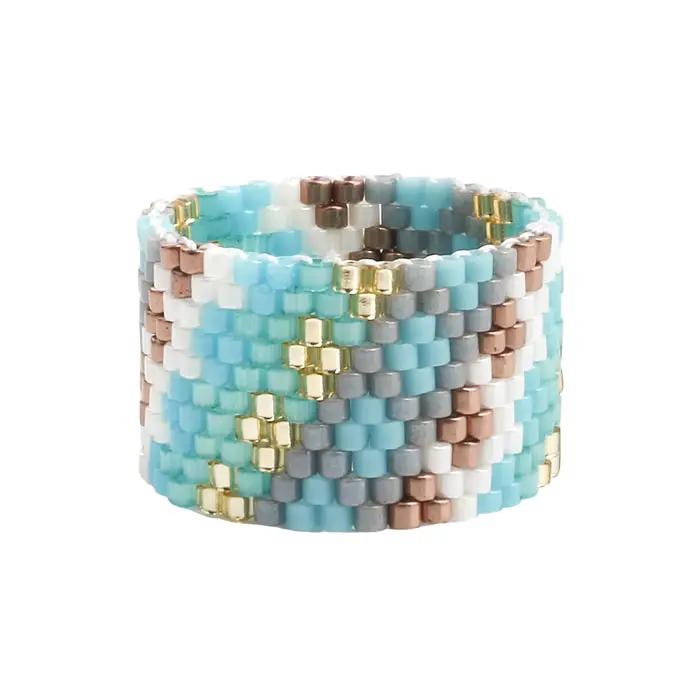 KELITCH – bague Miyuki bleue, bijoux modernes en perles pour femmes, bague empilable élégante, idée