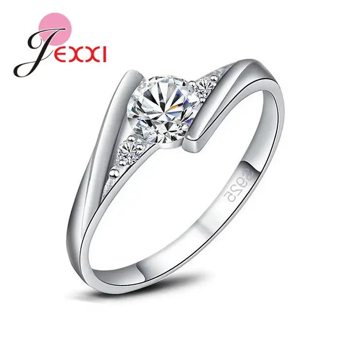 Bague de mariage en argent sterling 925 vintage avec zircon étincelant pour femmes pour parties et occasions spéciales
