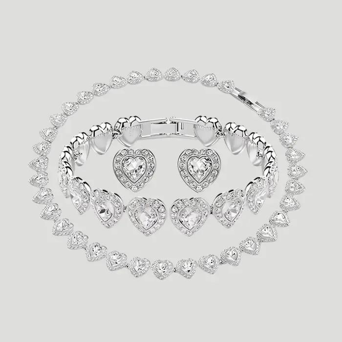 Ensemble de bijoux élégant 2026, nouveauté très demandée - Collier, bracelet et boucles d'oreilles, idéal pour les mariages et les soirées