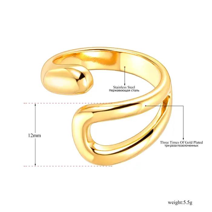 Lokaer – bague géométrique en acier inoxydable plaqué or 18K