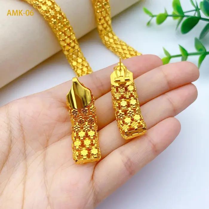 Ensemble de bijoux ANIID plaqué or 24 carats collier et boucles d'oreilles pour femmes mariage et occasions spéciales influences indiennes africaines