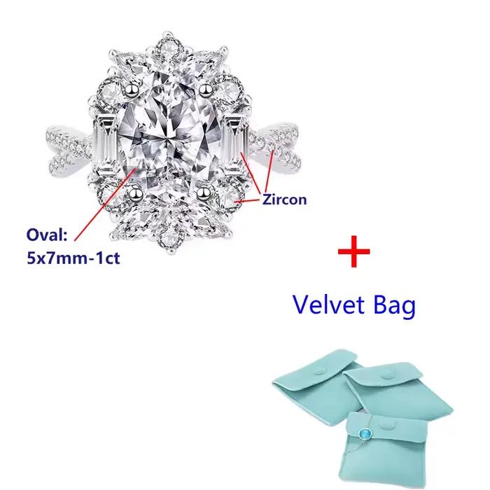 DJMAX glamour 1ct Moissanite bague de mariage pour les femmes 925 en argent Sterling Rose Manor luxe
