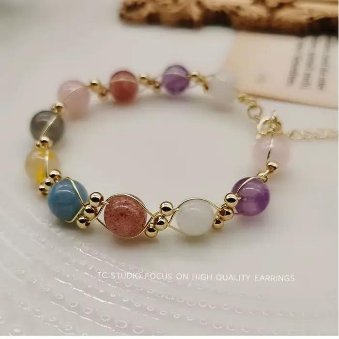 Dreams Come True Niche Perles tissées colorées Bracelet multi-cristal mixte Naturel Lucky Allegory Cadeau de prière pour bijoux pour femmes