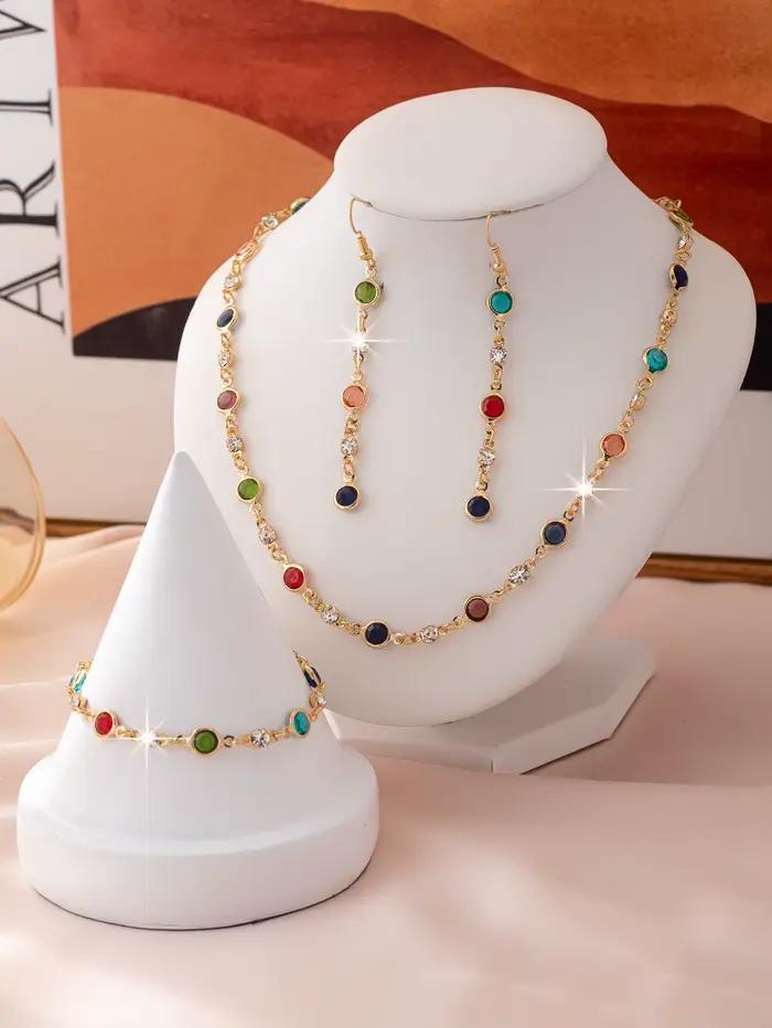 Ensemble de Boucles d'Oreilles Bracelet et Collier Élégants Personnalisés Luxe Léger Occasions Spéciales