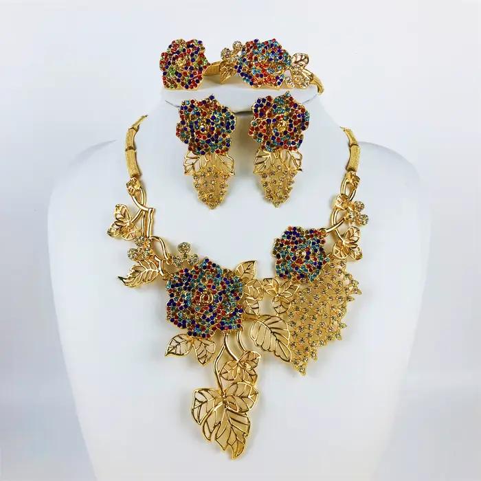 Ensemble de bijoux plaqués or 18 carats vintage pour femmes