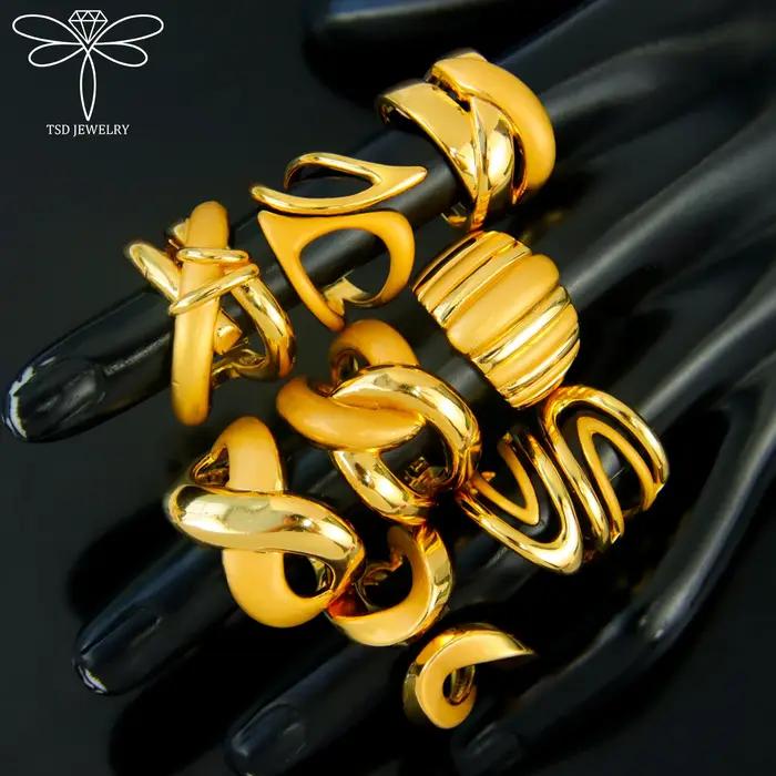 Nigeria bijoux de mariage anneaux 21k plaqué or réglable algérie délicat géométrique anneau moyen-orient femmes Vintage