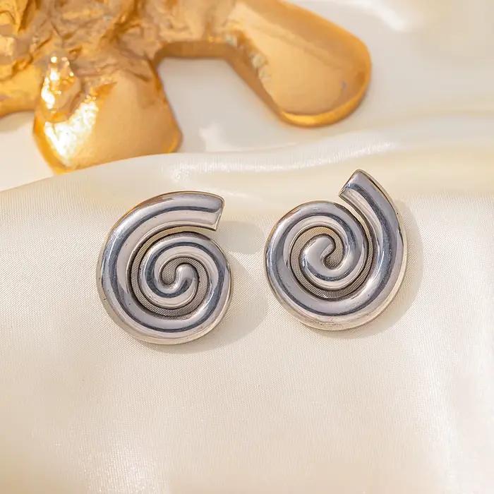 CARLIDANA luxe plaqué or 18 carats femmes bijoux de mode colliers en acier inoxydable spirale boucles d'oreilles pendentif collier