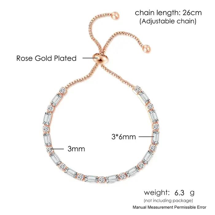 ChimSimple-Bracelet de Tennis en Or Rose pour Femme