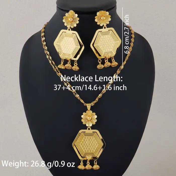 Bijoux en acier inoxydable plaqué or 18 carats, ensemble collier et boucles d'oreilles de haute qual