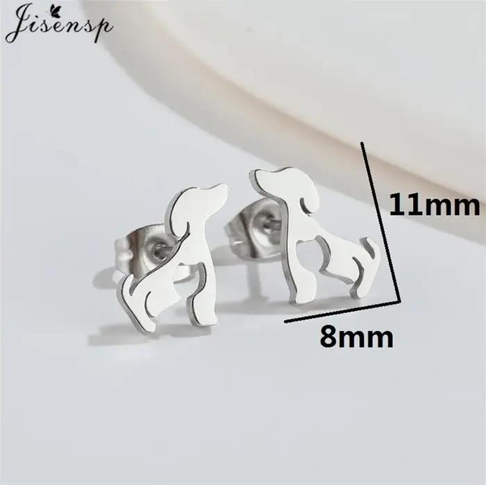Boucles d'Oreilles Animales en Acier Inoxydable pour Femmes, Boucles d'Oreilles à Clous Minimalistes en Forme de Chat, Chien, Lapin, Hibou, Koala, Lion