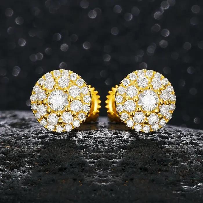 Boucles d'oreilles en diamant créées en vrai laboratoire pour femmes, bijoux de mariage scintillants