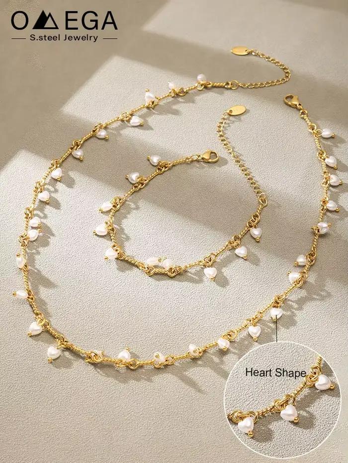 Bracelet de collier à breloques multi-cœurs plaqué or 18 carats pour femmes occasions spéciales ethnique style