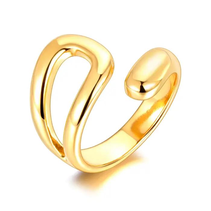 Lokaer – bague géométrique en acier inoxydable plaqué or 18K